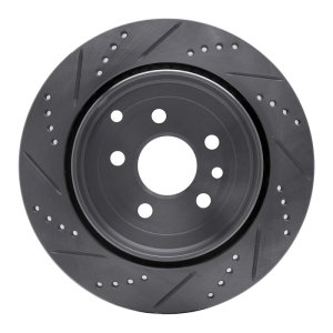 Land Rover LR2 Brake Rotor (1) - Rear Right - R1 Concepts - Drilled & Slotted - Silver - `08-`12